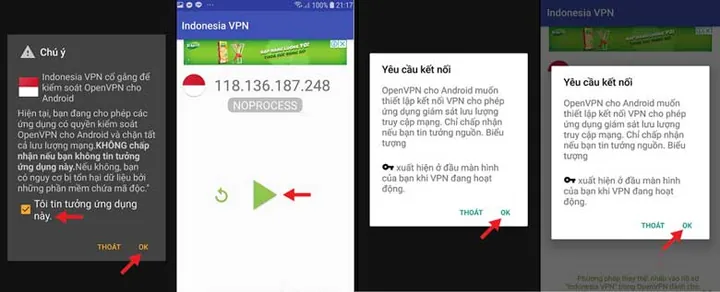 Bước 1: Cài Đặt Và Kích Hoạt Ứng Dụng VPN Để Đổi Vùng IP Sang Quốc Gia Hỗ Trợ