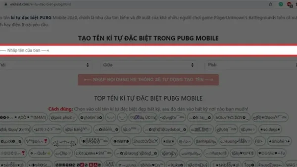 Hướng Dẫn Cách Đặt Tên Ký Tự Đặc Biệt PUBG Mobile Đẹp Và Hợp Lệ Mới Nhất 2026