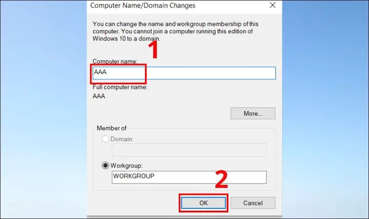 Thao Tác Chọn Tab Computer Name Và Change Trong Control Panel Thao Tác Chọn Tab Computer Name Và Change Trong Control Panel