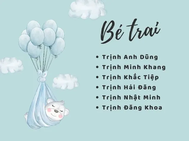 Gợi Ý Cách Đặt Tên Con Trai Họ Trịnh Ý Nghĩa Và Giàu Tài Lộc