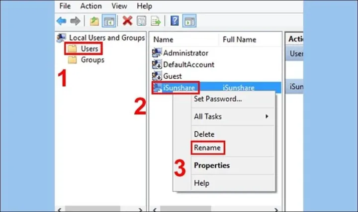 Các Bước Thay Đổi Tên Tài Khoản Thông Qua Local Users And Groups