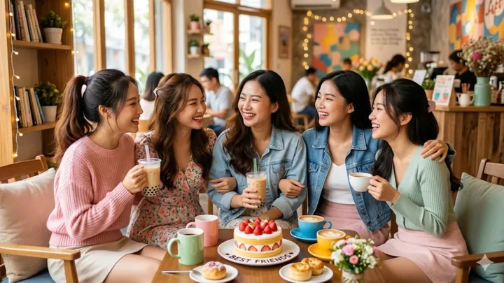 Hội Chị Em Bạn Thân Thiết Cùng Nhau Trò Chuyện Vui Vẻ