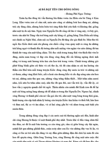 Đọc Bài Ai Đã Đặt Tên Cho Dòng Sông: Tóm Tắt Tác Phẩm, Hướng Dẫn Đọc Hiểu Và Phân Tích Chi Tiết Cho Học Sinh Lớp 12