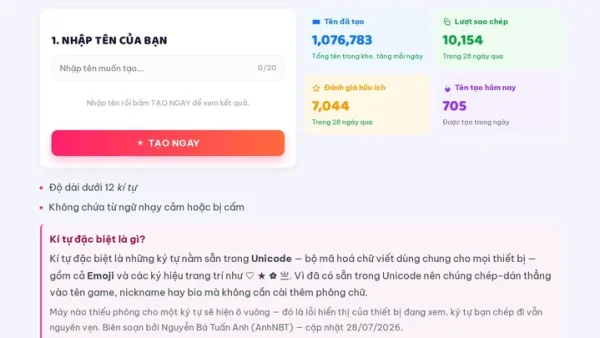 Kho Kí Hiệu Đặt Tên Đẹp 2026 ❤️ Bộ Sưu Tập Ký Tự & Chữ Kiểu Độc Lạ