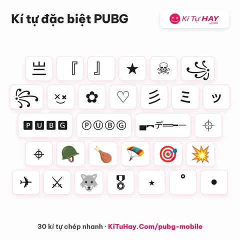 Bảng Tổng Hợp Các Nhóm Kí Tự Đặc Biệt PUBG Phổ Biến Nhất Bảng Tổng Hợp Các Nhóm Kí Tự Đặc Biệt PUBG Phổ Biến Nhất